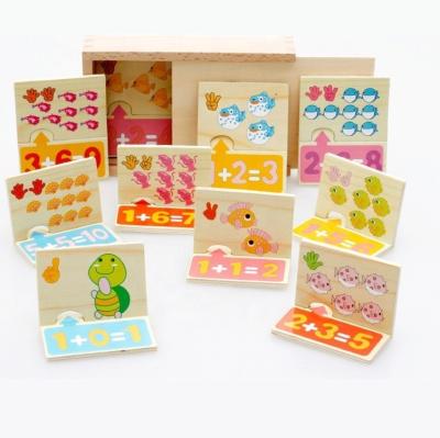 China Eco-Friendly Digital Wooden Number Animal Food Card Matching Puzzle Toy Children Early Educational Hands-On Cognitive Building Block Toys for sale