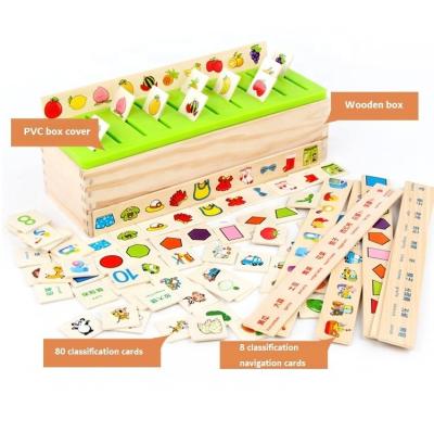 China Eco-friendly Pattern Intelligence Wooden Box Children's Digital Match Shape Classification Knowledge English Learning Educational Toys for sale