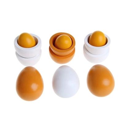 China Eco-friendly Pretend Wooden Toy Kitchen 6 Pcs Pack Monterssori Educational Wooden Egg for sale