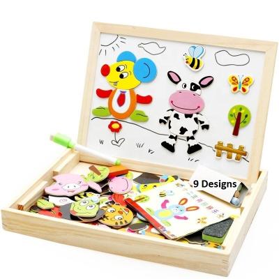 China Wholesale-Eco-friendly Magnetic Early Learning Educational Toy 9 Styles Children Jigsaw Puzzles Wooden Animal 2 Sides for sale