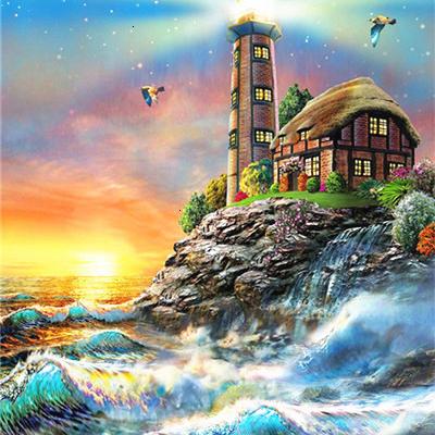 China Home Decorations.Gifts 5D Diamond Painting Sunset /Love DIY Home Beach Around Full Diamond Embroidery Kit Landscape Home Decoration Crafts 30*40cm for sale