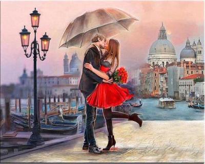 China New 5D Classic/Postmodern Diamond Painting Lovers Kissing Under Full Diamond Inlaid Rhinestone Painting Street Scene DIY Eiffel Tower Circle Couple for sale