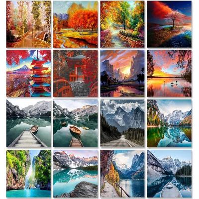 China Modern Landscape Paintings By Numbers DIY Oil Painting Coloring By Numbers Decor Art for sale