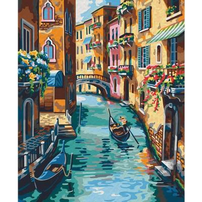 China New Classic/Postmodern DIY Painting By Numbers A Boat In Watertown Drawing On Canvas Acrylic Paintings For Living Room Decor for sale