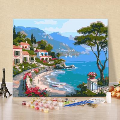 China New Arrival Modern Wholesale Landscape Pictures By Numbers On Canvas Handmade Oil Painting For Living Room Decor for sale