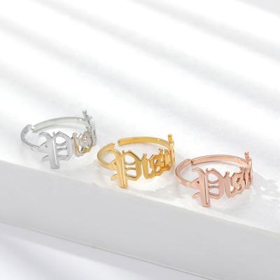 China TRENDY Fashion Stainless Steel Letter Silver Rings Ring 12 Adjustable Zodiac Horoscope Open Ring For Women Jewelry for sale