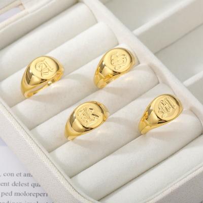 China NEW TRENDY Custom Logo Rings Personalized A-Z Gold Letter Ring Name Alphabet Initial Full for Women for sale