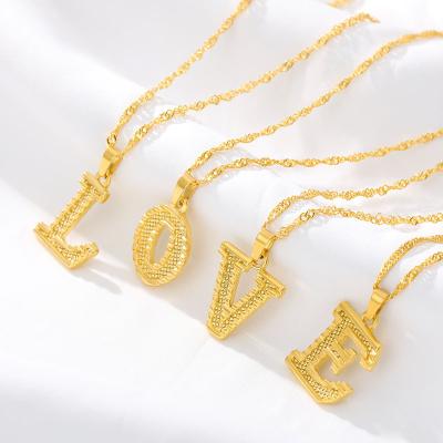 China TRENDY Hip Hop Gold Plated 26 Letter Choker Initial Necklace Stainless Steel Minimalist Alphabet Pendant Necklaces for sale