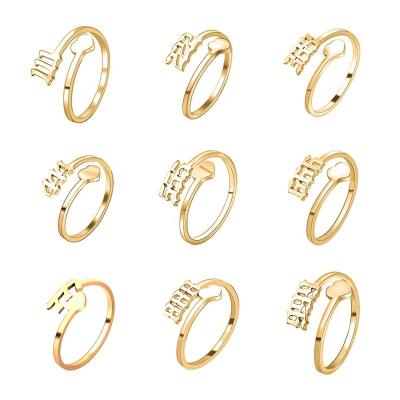 China FASHIONABLE Tasty Stainless Steel Lucky Angel Number Ring of 111 222 333 444 555 666 777 888 999 Numerology Rings for Women Jewelry for sale