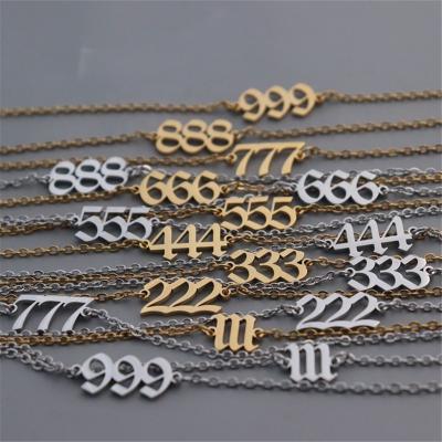 China 111 222 333 444 555 666 777 888 999 TRENDY savory devil Angel Number Anklet Bracelet Gold plated stainless steel anklets for women for sale