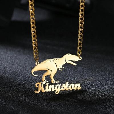 China TRENDY Personalized Cartoon Character Custom Name Kids Necklace Pending Gold Plated Stainless Steel Nameplate Necklace For Gifts for sale