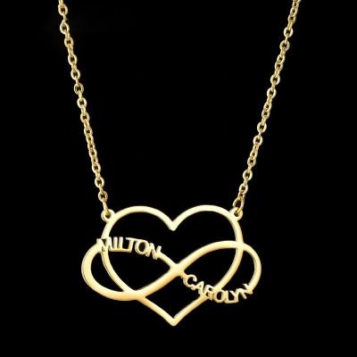 China 1 Moq Custom Stainless Steel Name Necklace 18k 14k Gold Plated Infinity Necklace Heart Pendant Necklaces FASHION Jewelry for sale