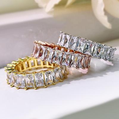 China Luxury FASHIONABLE Zircon Crystal Baguette Engagement Ring of 925 Sterling Silver Eternity Rings Bling Bling D.C.A. for sale