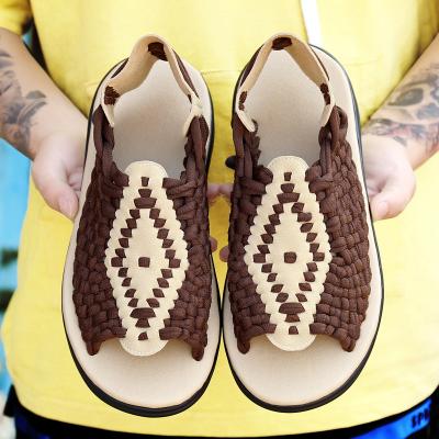 China Breathable Summer Comfortable Slip On Weave Mens Sandals Purple Cloth Casual Sandals Men Slip Non Slip Casual Sandals Sandalias for sale