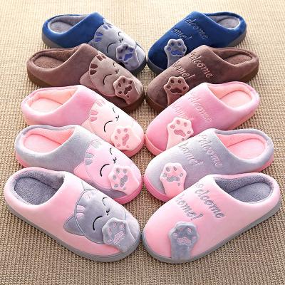 China Winter Fashion Trend Women's Cartoon Bedroom Couples Indoor Slippers Non-slip Cat Plush Soft Comfortable Warm for sale