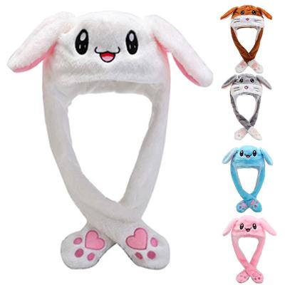 China Girls Bunny Ears Hat Women Cute Plush Rabbit Hat Ears Pops Hat Embroidered Plush Funny Gift for sale