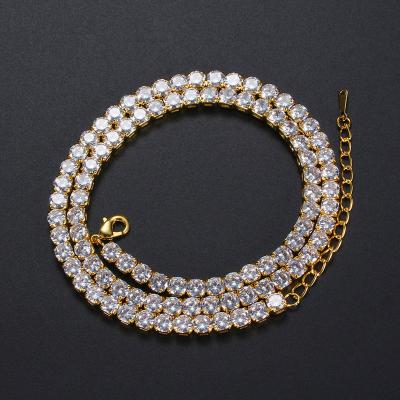 China UNIQ CLASSIC Tennis Chain 4mm Zircon Clasp Tennis Necklace For Women And Men for sale