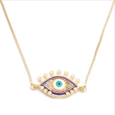 China UNIQ Simple Handmade Gold Women Crescent Moon Evil Eye Medallion Boho Dangling Beach Necklace Simple Gold Jewelry for sale