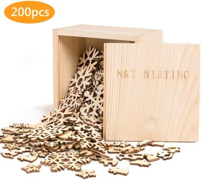 China USA MACTING 200PCS Wooden Cutouts With Wooden Box Snowflake Christmas Ornaments for sale