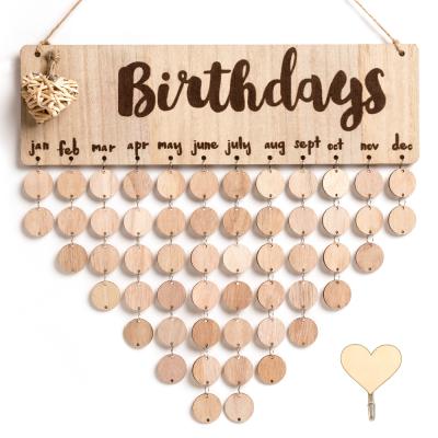 China USA MACTING DIY Family Birthday Wooden Calendar with 50 Natural Discs for Wall December for sale