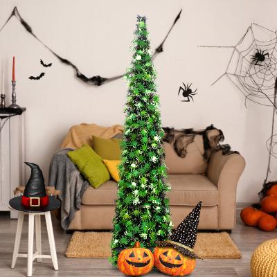 China Halloween Pop Spider Halloween Decorative Tree Custom Halloween Tinsel Tree Light Up Tree For Home Party Halloween Decoration for sale