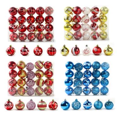 China Mette Glitter Christmas Plastic Christmas Tree Decoration 20 Pcs Colorful Embossed Hanging Light Painting Christmas Ball Christamas Tree Hanging Decorative Ball 6/8/14CM for sale