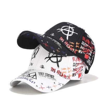 China JOINT custom your own custom design style graffiti print cotton baseball cap hat any style for sale