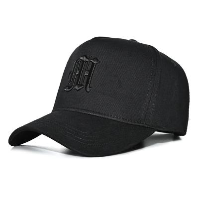 China COMMON Cotton 5 Panel Black Custom Embroidered Baseball Cap for sale