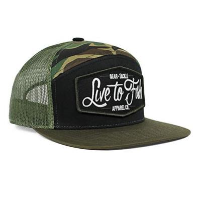 China breathable & Wholesale Custom Yupoong Waterproof Camouflage 7 Panel Snapback Hat Mesh 7 Panel Trucker Hat Patch Logo for sale