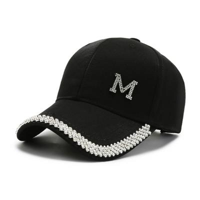 China JOINT Wholesale Black High Quality Custom Made Rhinestone Baseball Cap Hat for sale