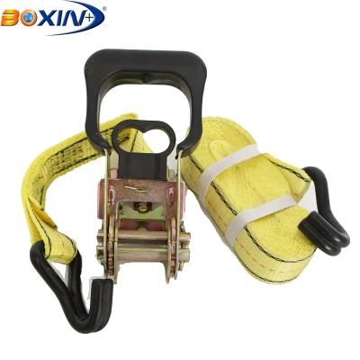 China Polyester Plastic Ratchet Handle Polyester Cargo Lashing Tie Down Strap for sale