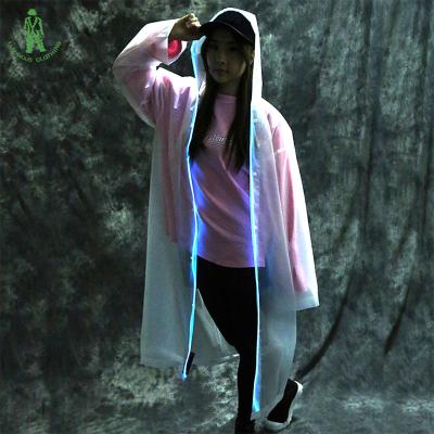 China Bachelor's Waterproof Clothing LED Luminous Raincoat Jacket For Party Stage Show Use Visit Rain Suit Outdoor Daily Rising EL Wire Raincoat Clothes Lead Armor for sale