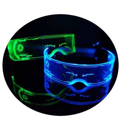 China Party Props Lead Glasses For Adult 7 Colors 4 Modes Light Up Flashing Glasses For Women Men Cyclops Futuristic Style for sale