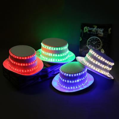 China Factory Direct Sale Polyester Led Lighting Magic Hats Hip Hop Jazz Party Stage Dancer Wear Flash Led Hats Colorful Glowing Hat Club Hat for sale