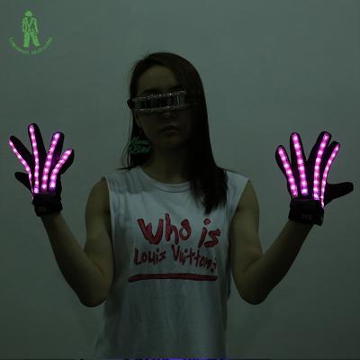 China High Quality Rechargeable Polyester LED Stage Suit Colorful Luminous Gloves Full Finger Gloves LED Performance Props Party Supplies for sale