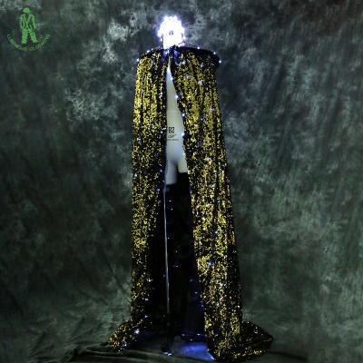 China Wrap noise and fashion luminescent clothes wrap LED lighting cape for club party stage dance wear beauty queen sequin cloak flash show for sale