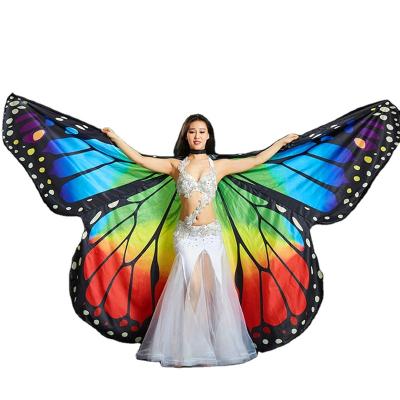 China Wings Shape Belly Dance Props 360 Degree LED Flash Lighting Wings Opening Split Wings Luminous Butterfly Led Wings With Sticks for sale