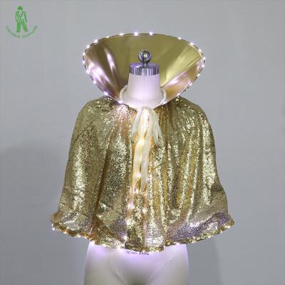 China Popular&Fashion Luminescent Clothing LED Short Cloak LED Lighting Flash Sequin Cape For Club Party Stage Dancer Beauty Contest Wear for sale