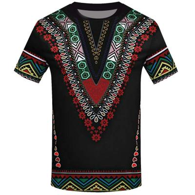 China New Summer Hot Selling Dashiki Clothing African National Clothing Fashion Round Neck Printing African Short Sleeve Shirt Wholesale for sale