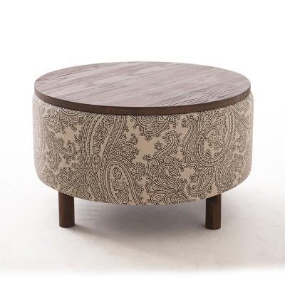 China Modern Ottoman Wooden Cafe Cloth Storage Solid Wood Adjustable Table for sale