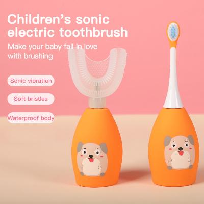 China U Shape Battery Powered Portable Multi Functional Rechargeable Automatic Smart Sonic Waterproof Kids Electric Toothbrush for sale