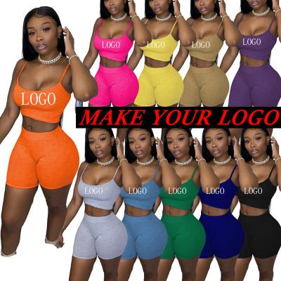 China Anti-wrinkle Biker Shorts Two Piece Set Custom Logo 2021 Summer Women Biker Shorts Two Piece Set for sale