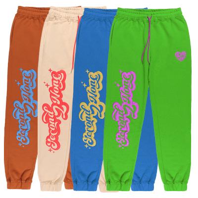 China Custom Oversized Organic Cotton Streetwear Anti-Wrinkle Sweatpants Mow Puff Paint Sweat Custom Stacked Joggers for sale