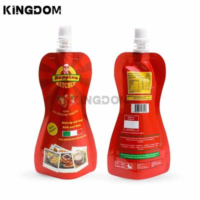 China Moisture Proof Aluminum Laminated Foil Spout Pouch Tomato Ketchup Sachet Chili Sauce Packing Spout Bag for sale