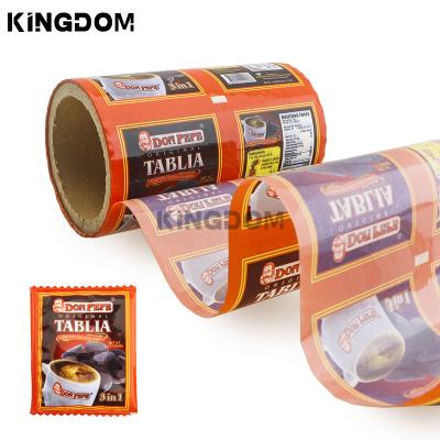 China Moisture Proof Custom Instant Coffee Sachet Film Heat Sealable 3 In 1 Drip Coffee Powder Plastic Foil Food Packaging Roll Film for sale