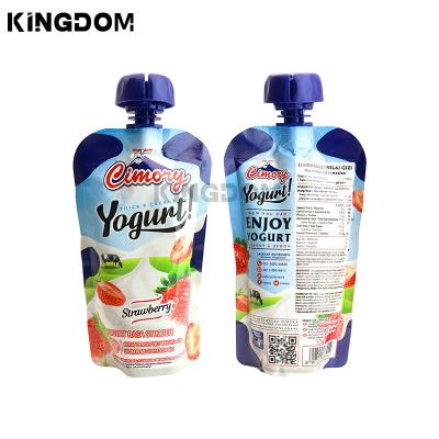 China Recycled Materials Wholesale Food Grade Leak Proof Yogurt Stand Up Spout Pouch Plastic Yogurt Packaging Bags for sale