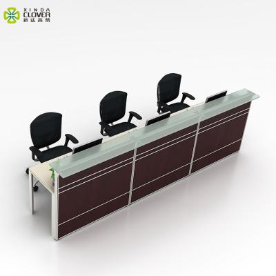 China Expandable Counter Living Room Used Aluminum Glass Panel Standard Office Standing White Frame Modern Reception for sale