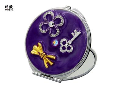 China Purple Butterfly Small Compact Mirror For Purse Soft Enamel Fill for sale