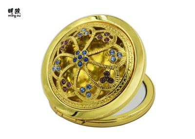 China Gold Souvenir Vintage Makeup Compact Mirror For Purse Zinc Alloy Material for sale