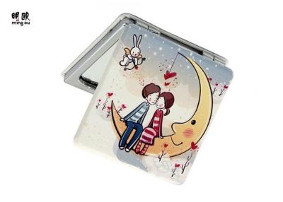 China Romantic Couple Style Cute Leather Pocket Makeup Mirror For Travel 60g for sale